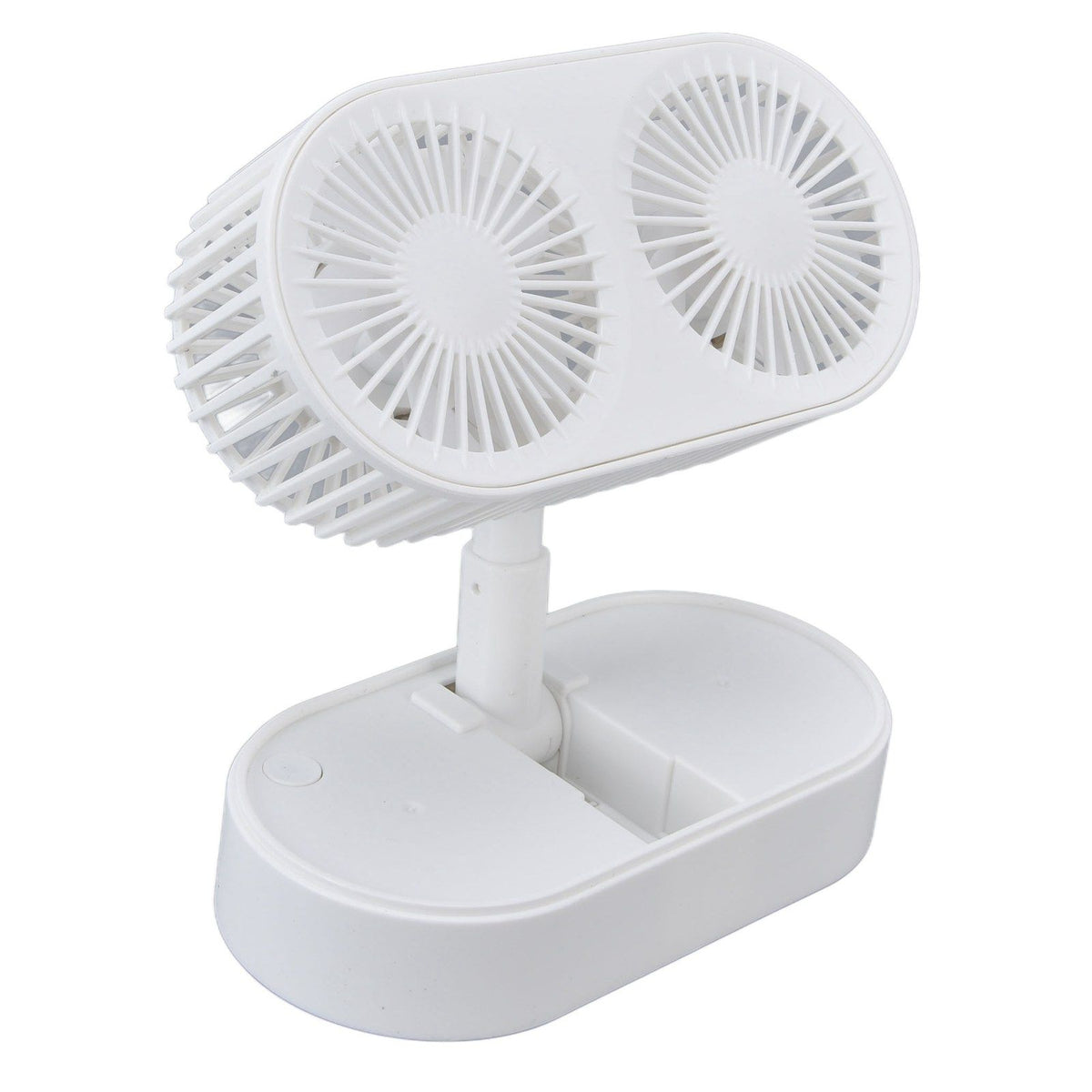 Desktop Double Fan Dual Motor 135° Angle Adjustable Handheld Fan Three Levels Adjustable Low Noise Operation Fan for OfficeWhite
