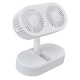 Desktop Double Fan Dual Motor 135° Angle Adjustable Handheld Fan Three Levels Adjustable Low Noise Operation Fan for OfficeWhite