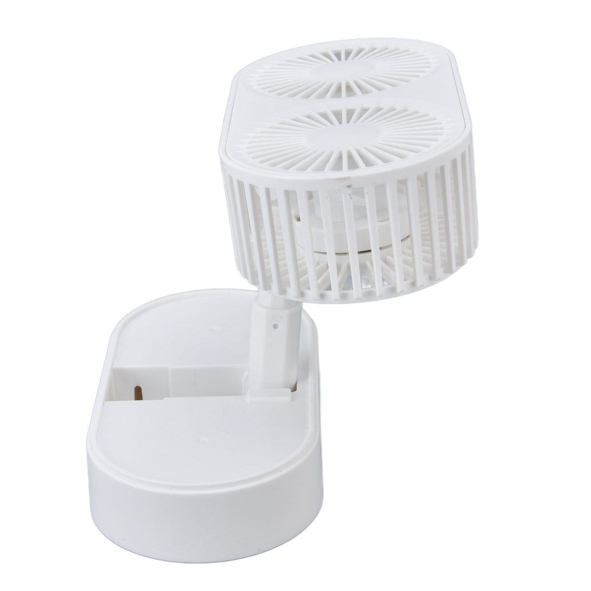 Desktop Double Fan Dual Motor 135° Angle Adjustable Handheld Fan Three Levels Adjustable Low Noise Operation Fan for OfficeWhite