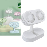 Desktop Double Fan Dual Motor 135° Angle Adjustable Handheld Fan Three Levels Adjustable Low Noise Operation Fan for OfficeWhite - Extra Image
