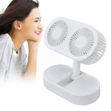 Desktop Double Fan Dual Motor 135° Angle Adjustable Handheld Fan Three Levels Adjustable Low Noise Operation Fan for OfficeWhite