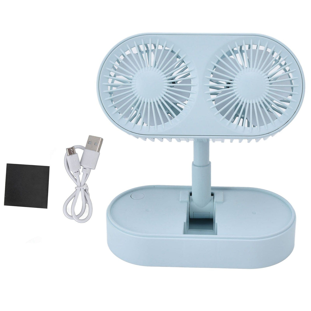 Desktop Double Fan Dual Motor 135° Angle Adjustable Handheld Fan Three Levels Adjustable Low Noise Operation Fan for OfficeBlue