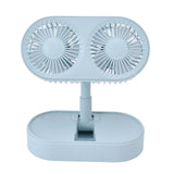 Desktop Double Fan Dual Motor 135° Angle Adjustable Handheld Fan Three Levels Adjustable Low Noise Operation Fan for OfficeBlue