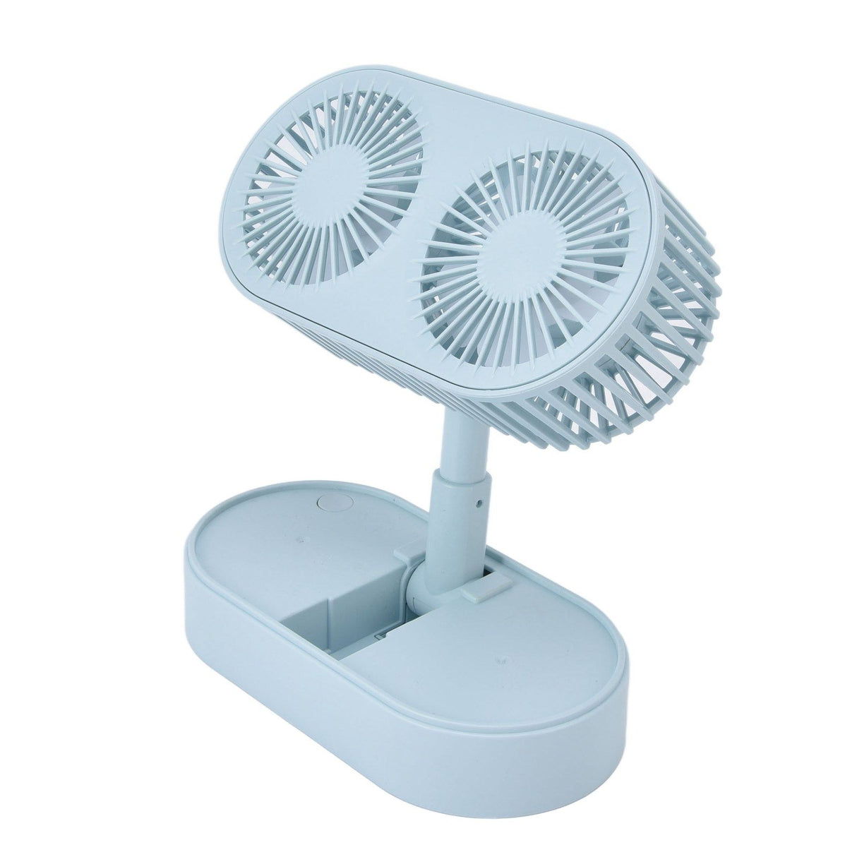 Desktop Double Fan Dual Motor 135° Angle Adjustable Handheld Fan Three Levels Adjustable Low Noise Operation Fan for OfficeBlue