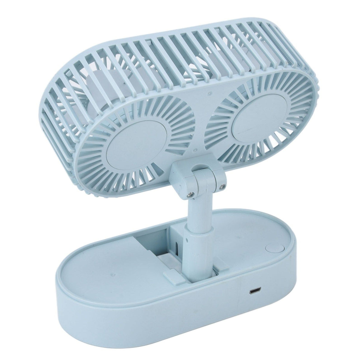 Desktop Double Fan Dual Motor 135° Angle Adjustable Handheld Fan Three Levels Adjustable Low Noise Operation Fan for OfficeBlue