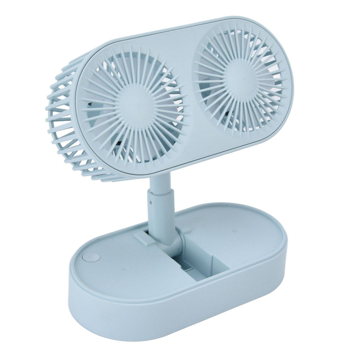 Desktop Double Fan Dual Motor 135° Angle Adjustable Handheld Fan Three Levels Adjustable Low Noise Operation Fan for OfficeBlue