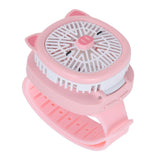 Cartoon Watch Fan USB Charging Plastic Wrist Fan Wireless Mini Watch Fan with Detachable Strap Fan for Kids for OutdoorPink Pig