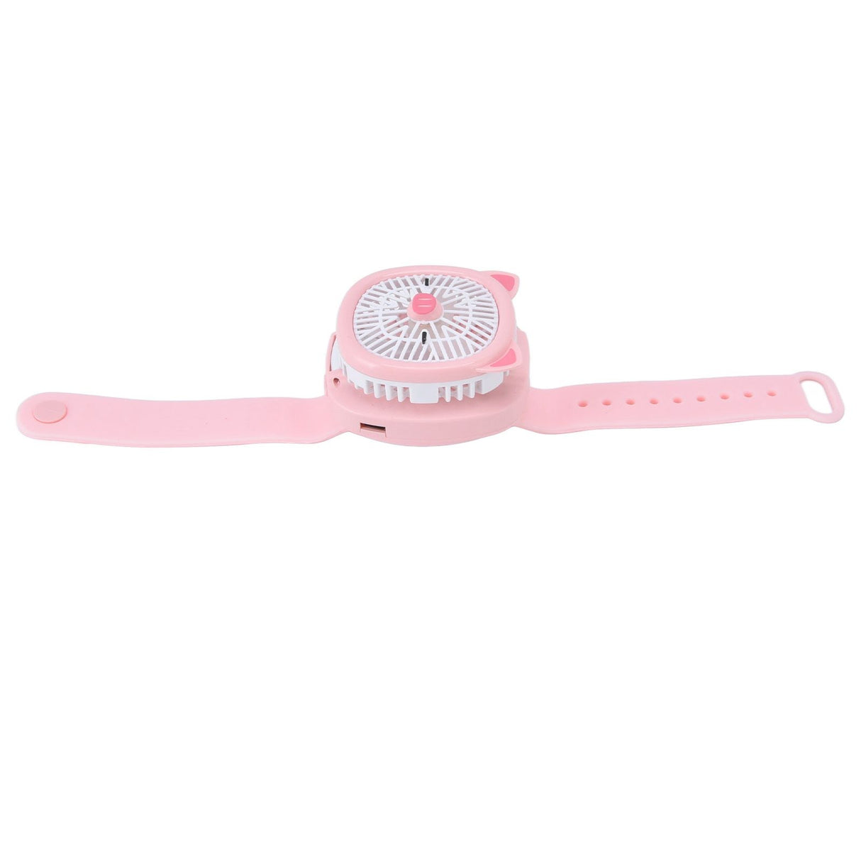Cartoon Watch Fan USB Charging Plastic Wrist Fan Wireless Mini Watch Fan with Detachable Strap Fan for Kids for OutdoorPink Pig