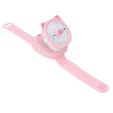 Cartoon Watch Fan USB Charging Plastic Wrist Fan Wireless Mini Watch Fan with Detachable Strap Fan for Kids for OutdoorPink Pig