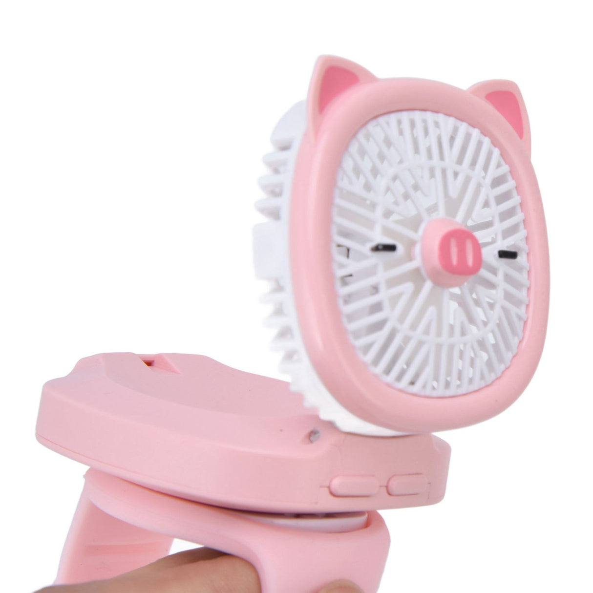 Cartoon Watch Fan USB Charging Plastic Wrist Fan Wireless Mini Watch Fan with Detachable Strap Fan for Kids for OutdoorPink Pig