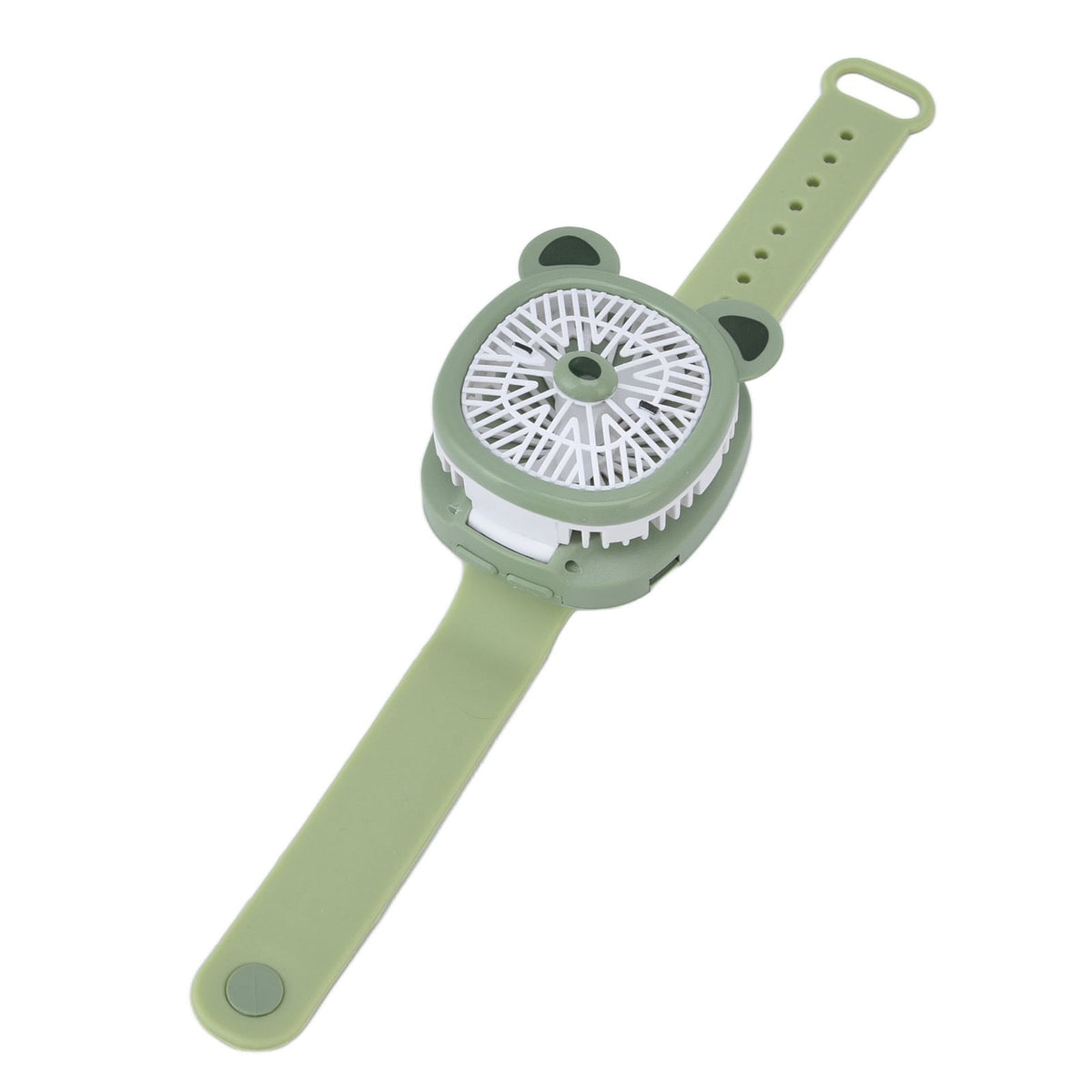 Cartoon Watch Fan USB Charging Plastic Wrist Fan Wireless Mini Watch Fan with Detachable Strap Fan for Kids for OutdoorGreen Bear