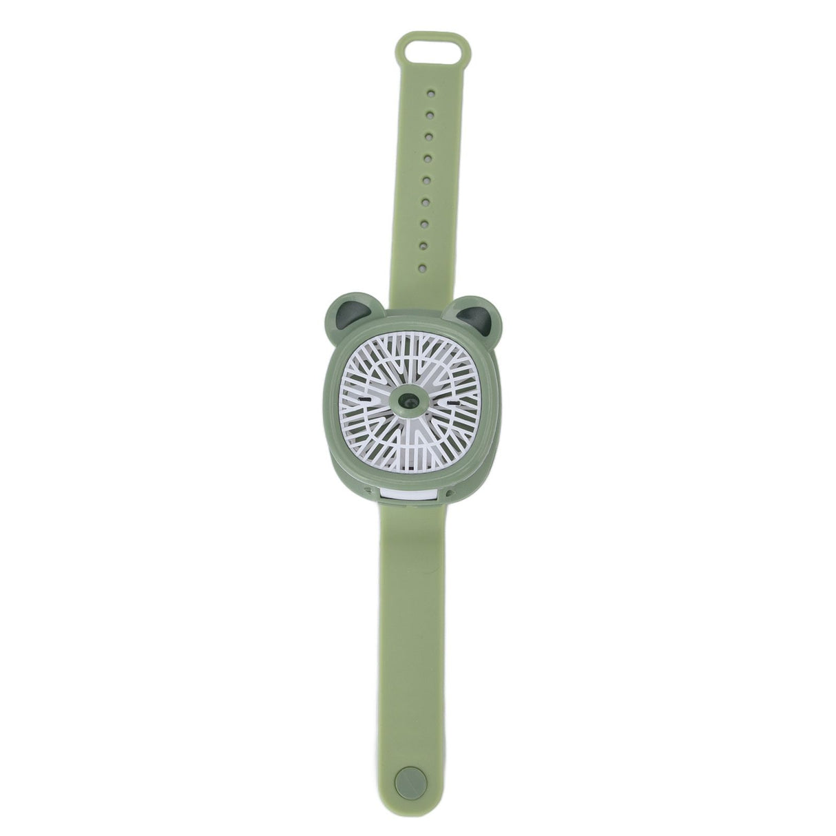 Cartoon Watch Fan USB Charging Plastic Wrist Fan Wireless Mini Watch Fan with Detachable Strap Fan for Kids for OutdoorGreen Bear