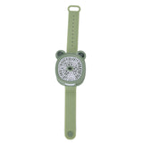 Cartoon Watch Fan USB Charging Plastic Wrist Fan Wireless Mini Watch Fan with Detachable Strap Fan for Kids for OutdoorGreen Bear - Rear View