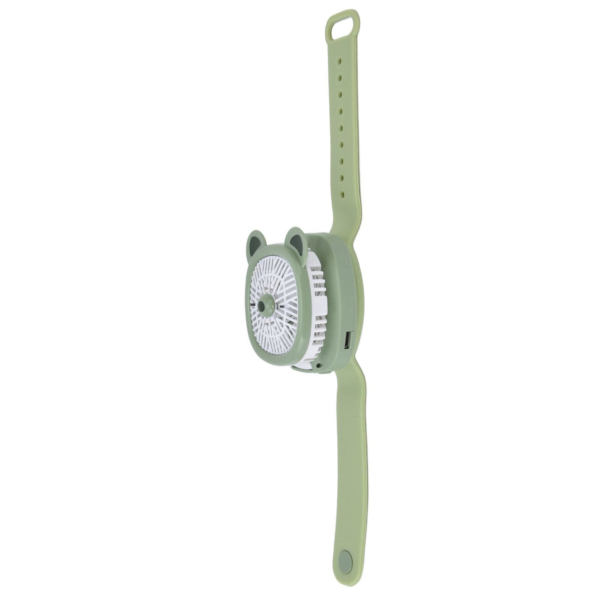 Cartoon Watch Fan USB Charging Plastic Wrist Fan Wireless Mini Watch Fan with Detachable Strap Fan for Kids for OutdoorGreen Bear
