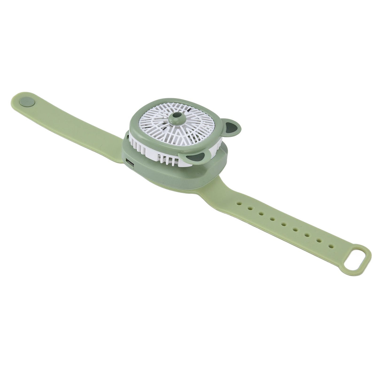 Cartoon Watch Fan USB Charging Plastic Wrist Fan Wireless Mini Watch Fan with Detachable Strap Fan for Kids for OutdoorGreen Bear