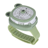 Cartoon Watch Fan USB Charging Plastic Wrist Fan Wireless Mini Watch Fan with Detachable Strap Fan for Kids for OutdoorGreen Bear