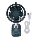 Clip On Fan 360 Degrees Adjustment Clip On USB Charging 3 Speed Modes Strong Airflow Sturdy Clamp Small Desk Fan Green