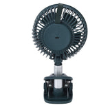 Clip On Fan 360 Degrees Adjustment Clip On USB Charging 3 Speed Modes Strong Airflow Sturdy Clamp Small Desk Fan Green - Rear View