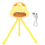 Stroller Fan Bendable Octopus Legs Space Capsule Leafless Fan Multifunctional Portable 3 Speed Stroller Silent Fan Yellow