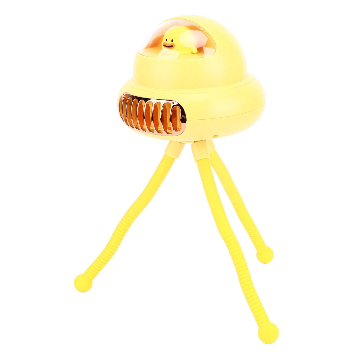 Stroller Fan Bendable Octopus Legs Space Capsule Leafless Fan Multifunctional Portable 3 Speed Stroller Silent Fan Yellow
