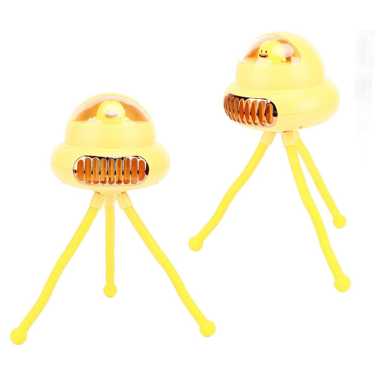 Stroller Fan Bendable Octopus Legs Space Capsule Leafless Fan Multifunctional Portable 3 Speed Stroller Silent Fan Yellow