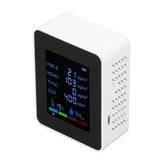 Multifunctional 6 in 1 CO2 Meter Air Quality Monitor Temperature PM2.5 TVOC HCHO Detector USB Charging White