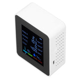 Multifunctional 6 in 1 CO2 Meter Air Quality Monitor Temperature PM2.5 TVOC HCHO Detector USB Charging White