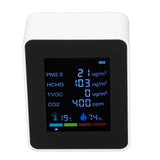 Multifunctional 6 in 1 CO2 Meter Air Quality Monitor Temperature PM2.5 TVOC HCHO Detector USB Charging White - Extra Image