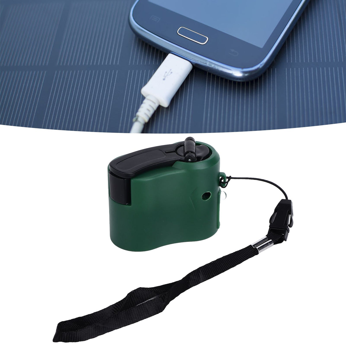 USB Hand Crank Phone Charger 3 to 8h Standby Time LED Light Portable Mobile Phone Emergency Charger for Outdoor Hiking Green