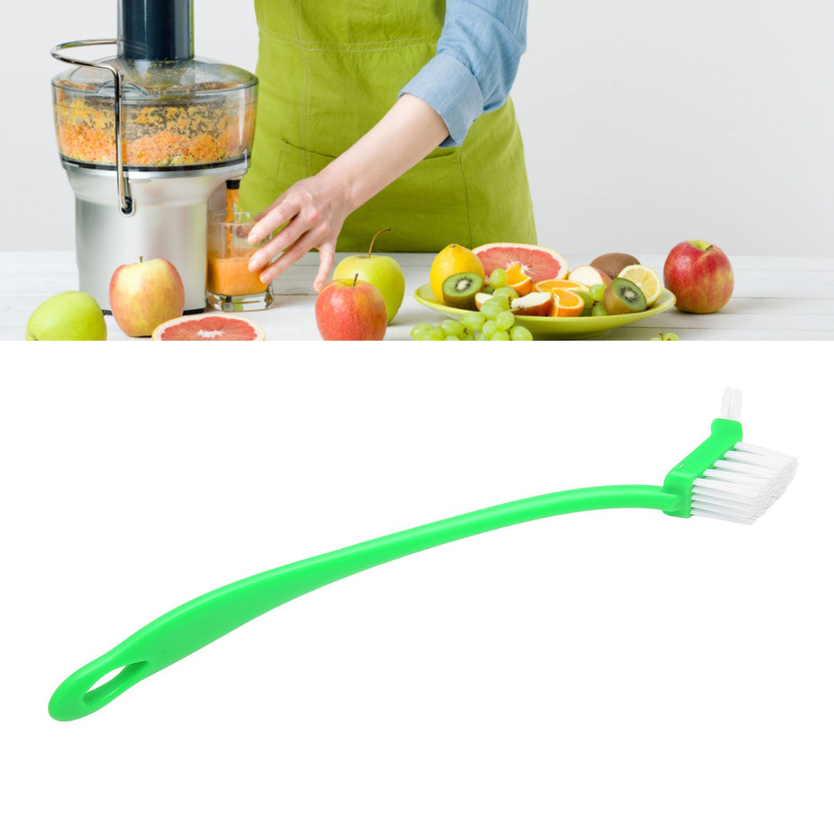 Universal 2 Head Cleaning Brush 31cm Long Handle Brush for Juicer Bottle Cup Green