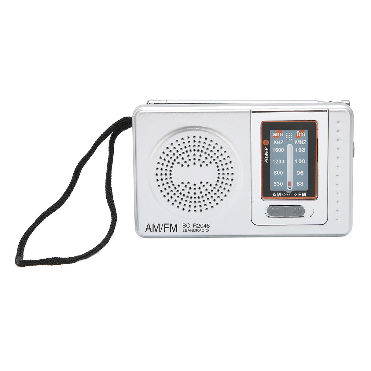 AM FM Radio Silver Gray Pocket Size AM FM Compact Simple Design AA Battery Powered Pocket Radio for Parents Grandparents