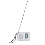 AM FM Radio Silver Gray Pocket Size AM FM Compact Simple Design AA Battery Powered Pocket Radio for Parents Grandparents - Top-Down View