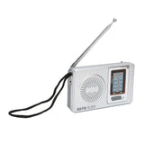 AM FM Radio Silver Gray Pocket Size AM FM Compact Simple Design AA Battery Powered Pocket Radio for Parents Grandparents - 45-Degree Angle