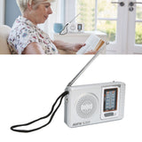 AM FM Radio Silver Gray Pocket Size AM FM Compact Simple Design AA Battery Powered Pocket Radio for Parents Grandparents