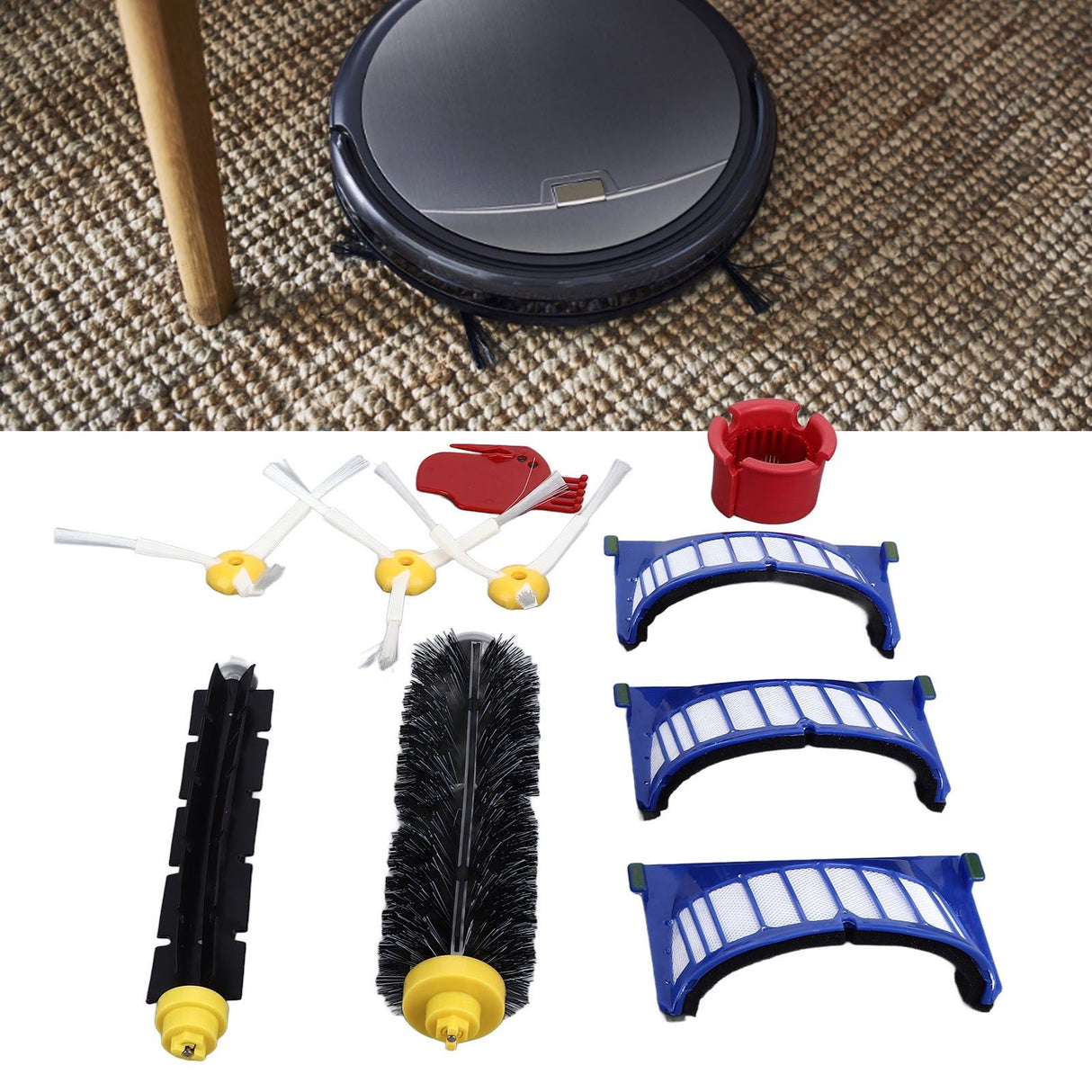 Roller Brush Filters Side Brushes Cleaner Kits Replacement Parts for Roomba 600 675 690 670 671