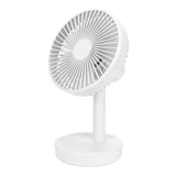 3 Speed USB Desktop Oscillating Fan 5 Blade Gentle Wind Small Personal Desk Fan with Automatic Moving Head White - Side View