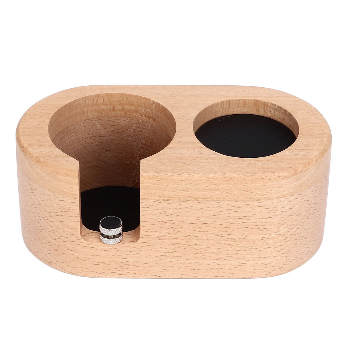 Coffee Filter Tamper Holder 58mm Aperture Coffee Knock Box Wood Texture Wooden Coffee Tamping Station with Nonslip Feet