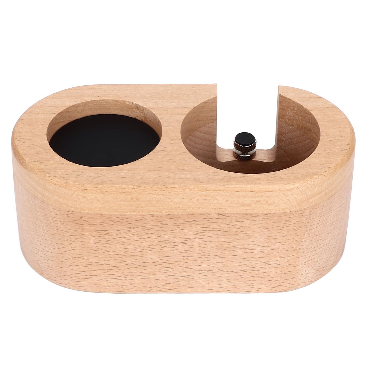 Coffee Filter Tamper Holder 58mm Aperture Coffee Knock Box Wood Texture Wooden Coffee Tamping Station with Nonslip Feet