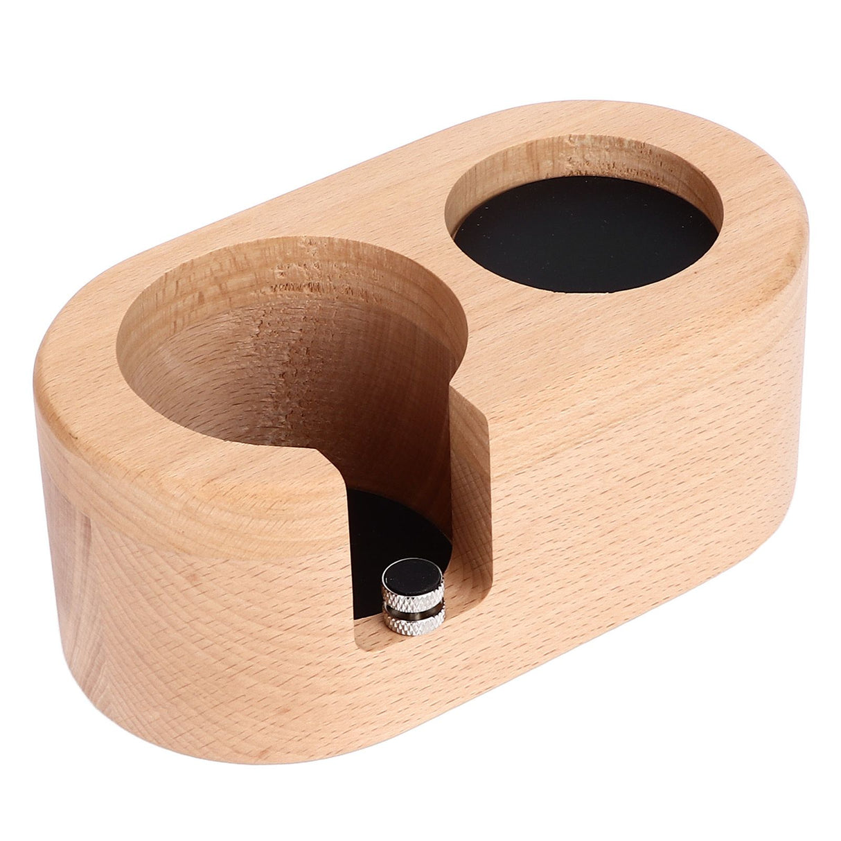Coffee Filter Tamper Holder 58mm Aperture Coffee Knock Box Wood Texture Wooden Coffee Tamping Station with Nonslip Feet