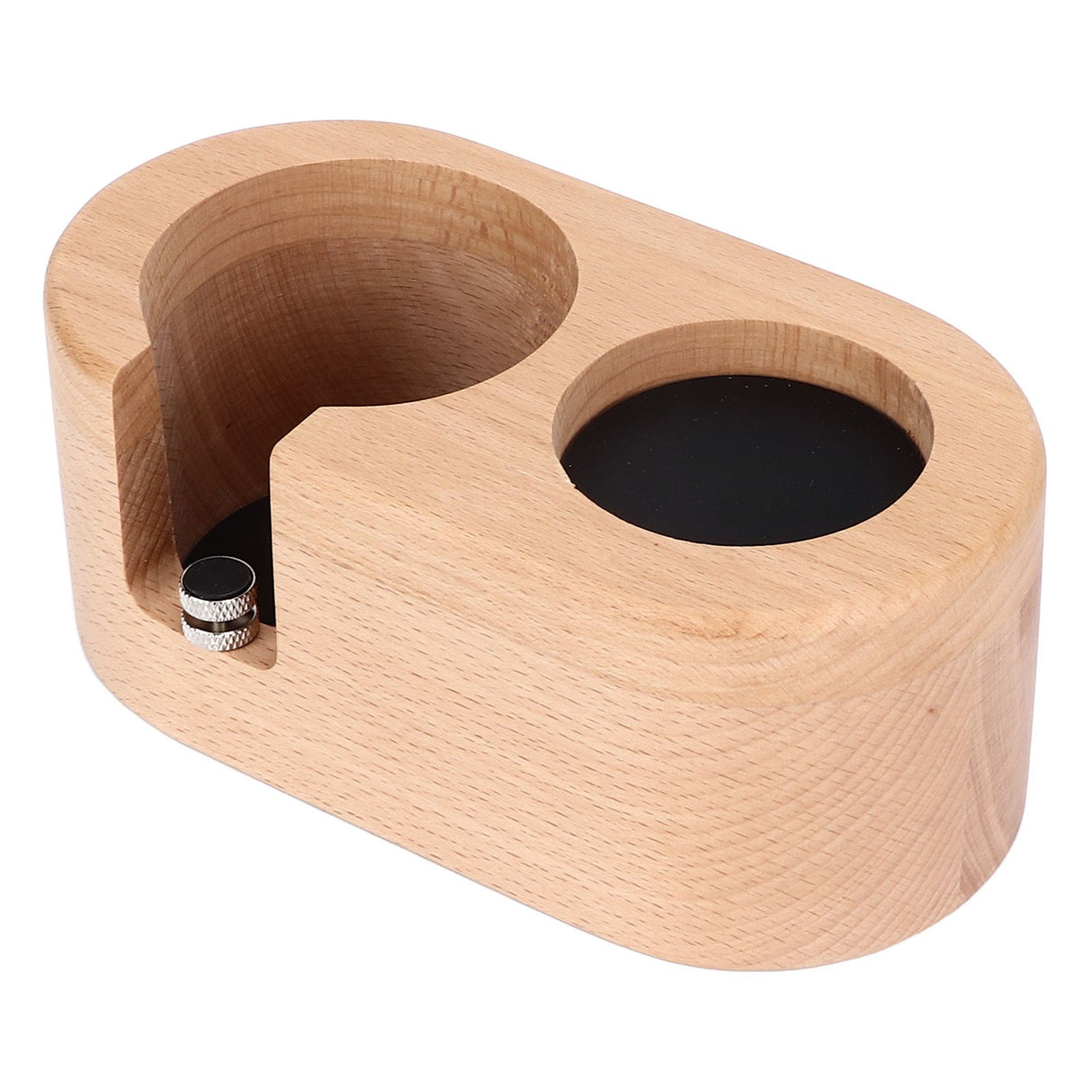 Coffee Filter Tamper Holder 58mm Aperture Coffee Knock Box Wood Texture Wooden Coffee Tamping Station with Nonslip Feet