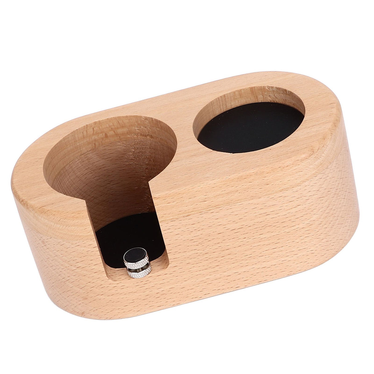 Coffee Filter Tamper Holder 58mm Aperture Coffee Knock Box Wood Texture Wooden Coffee Tamping Station with Nonslip Feet