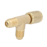 Quick Coupler Tee Adapter with Valve Core Brass 1/4in SAE Sturdy Structure for R22 R12 R134 - Side View