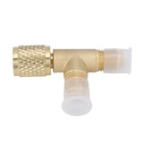 Quick Coupler Tee Adapter with Valve Core Brass 1/4in SAE Sturdy Structure for R22 R12 R134 - Close-Up Angle