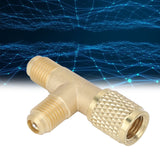 Quick Coupler Tee Adapter with Valve Core Brass 1/4in SAE Sturdy Structure for R22 R12 R134
