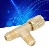 Quick Coupler Tee Adapter with Valve Core Brass 1/4in SAE Sturdy Structure for R22 R12 R134