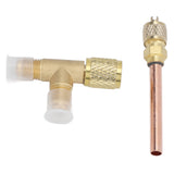 1/4in SAE Tee Adapter Built in Valve Core Quick Connection Double Sealing for R22 R12 R134 Vacuum Gauge