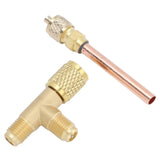 1/4in SAE Tee Adapter Built in Valve Core Quick Connection Double Sealing for R22 R12 R134 Vacuum Gauge - Rear View