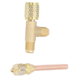 1/4in SAE Tee Adapter Built in Valve Core Quick Connection Double Sealing for R22 R12 R134 Vacuum Gauge