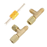 1/4in Valves Core Brass Tee Adapter Quick Coupler Access Tee Fittings for Vacuum Gauge R22 R12 R134 Refrigerant