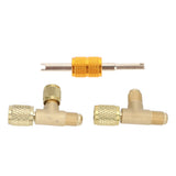 1/4in Valves Core Brass Tee Adapter Quick Coupler Access Tee Fittings for Vacuum Gauge R22 R12 R134 Refrigerant